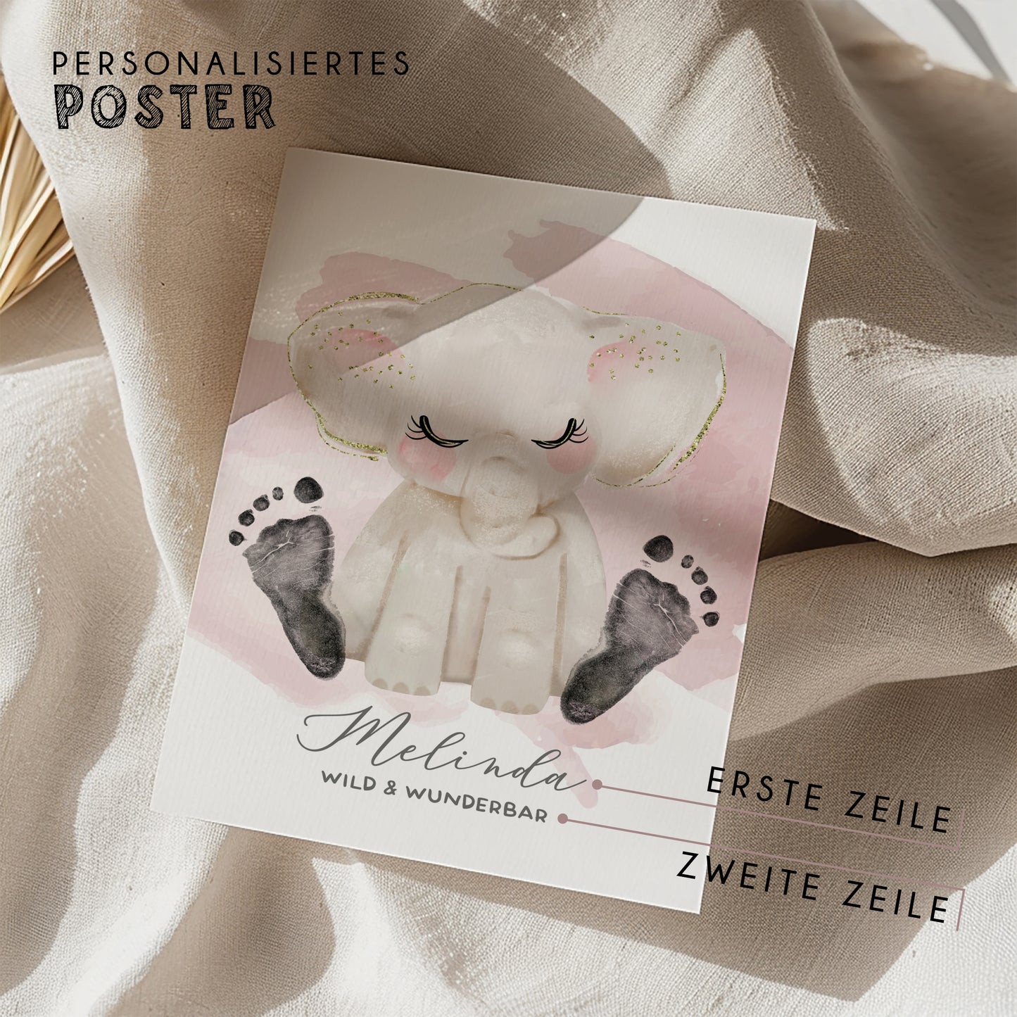 Fußabdruck Poster „Elefant“ – personalisierbar