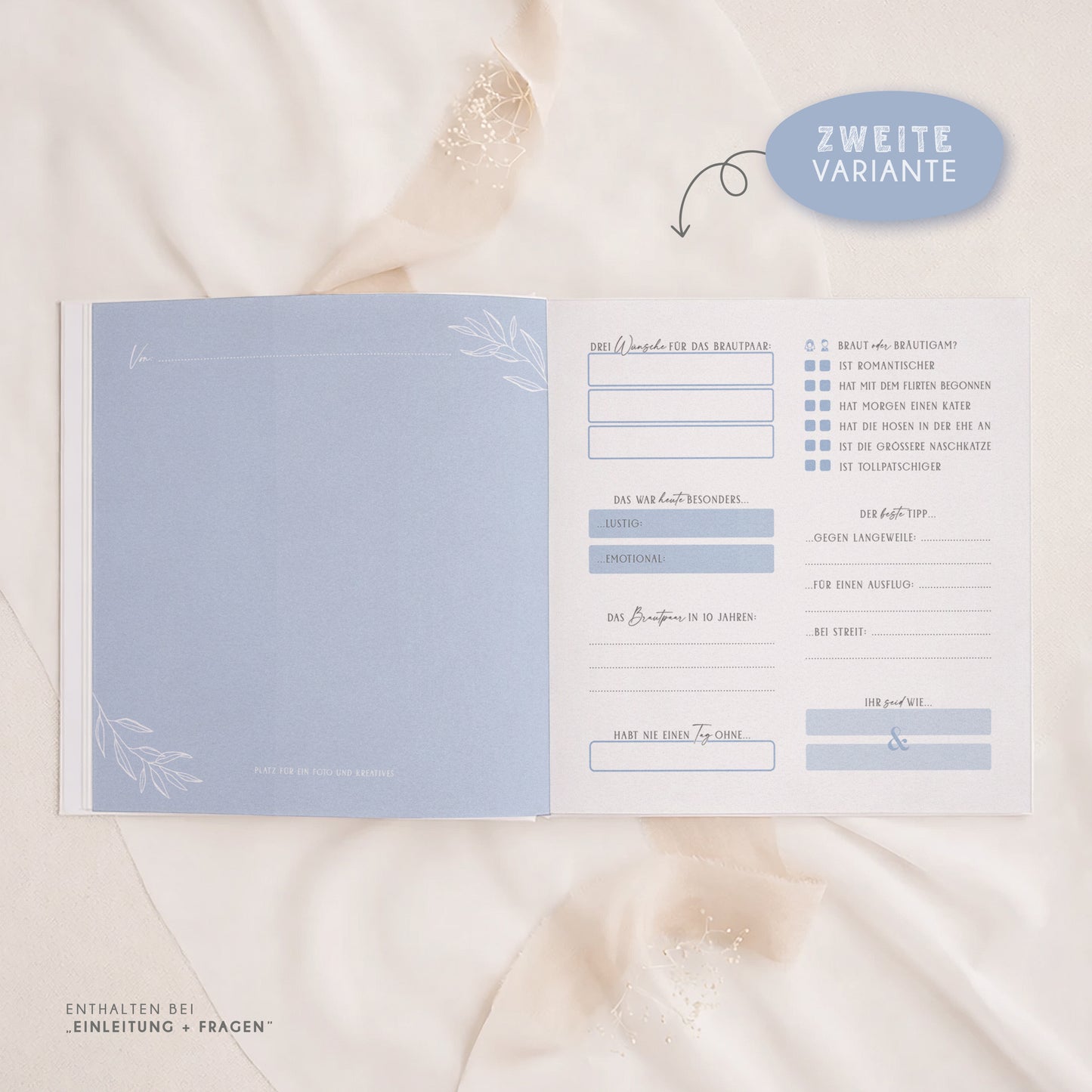 Personalisiertes Gästebuch Hochzeit – Dusty Blue Eukalyptus