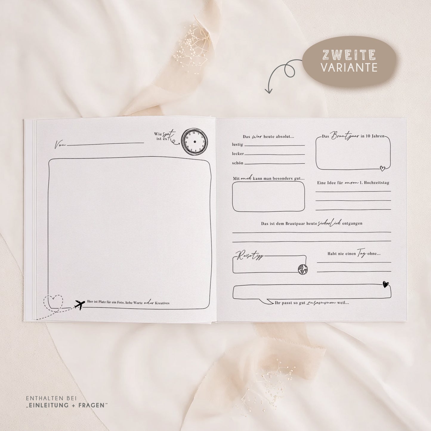 Personalisiertes Hochzeitsgästebuch – Weltkarte Reise Design