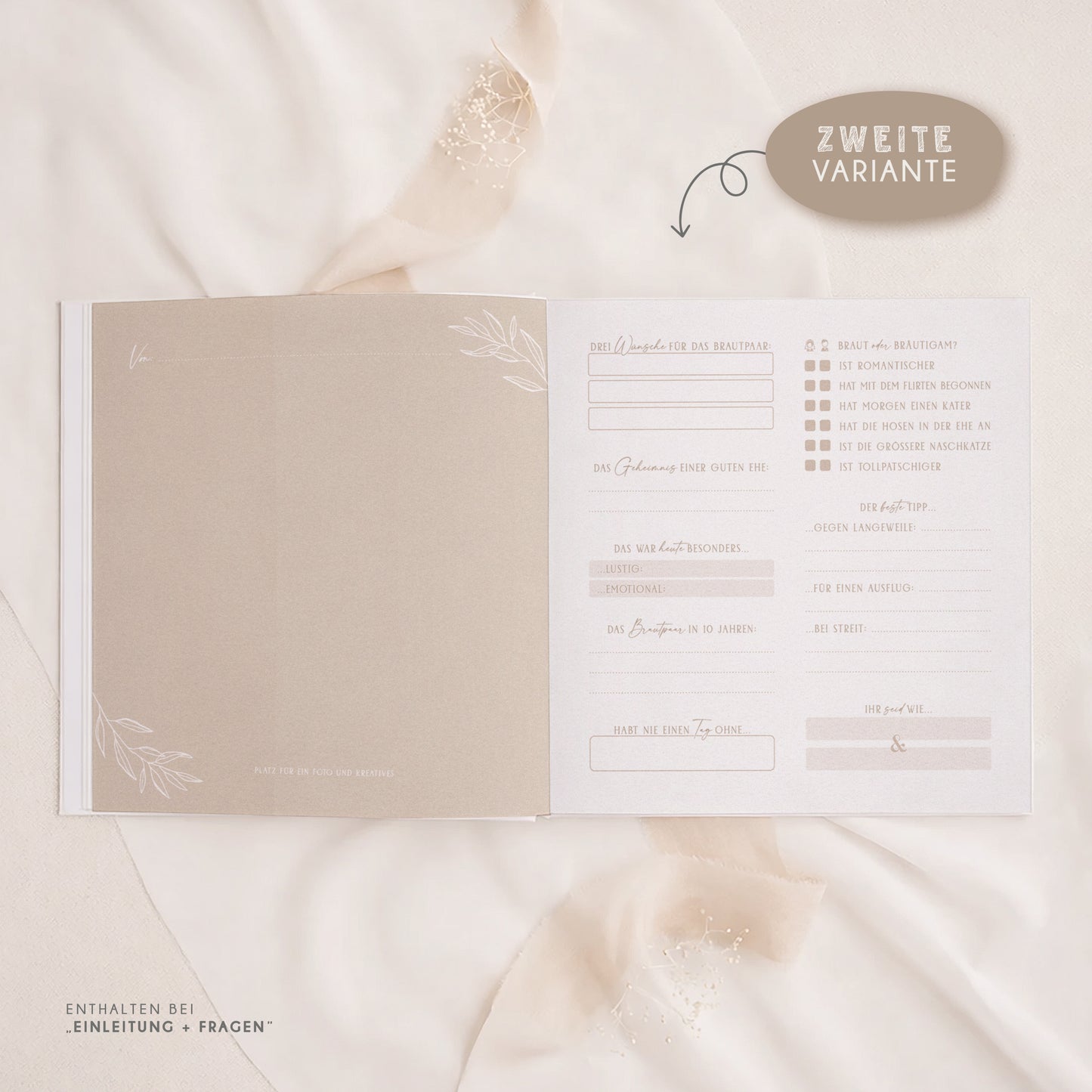 Personalisiertes Gästebuch Hochzeit – Soft Beige Eukalyptus