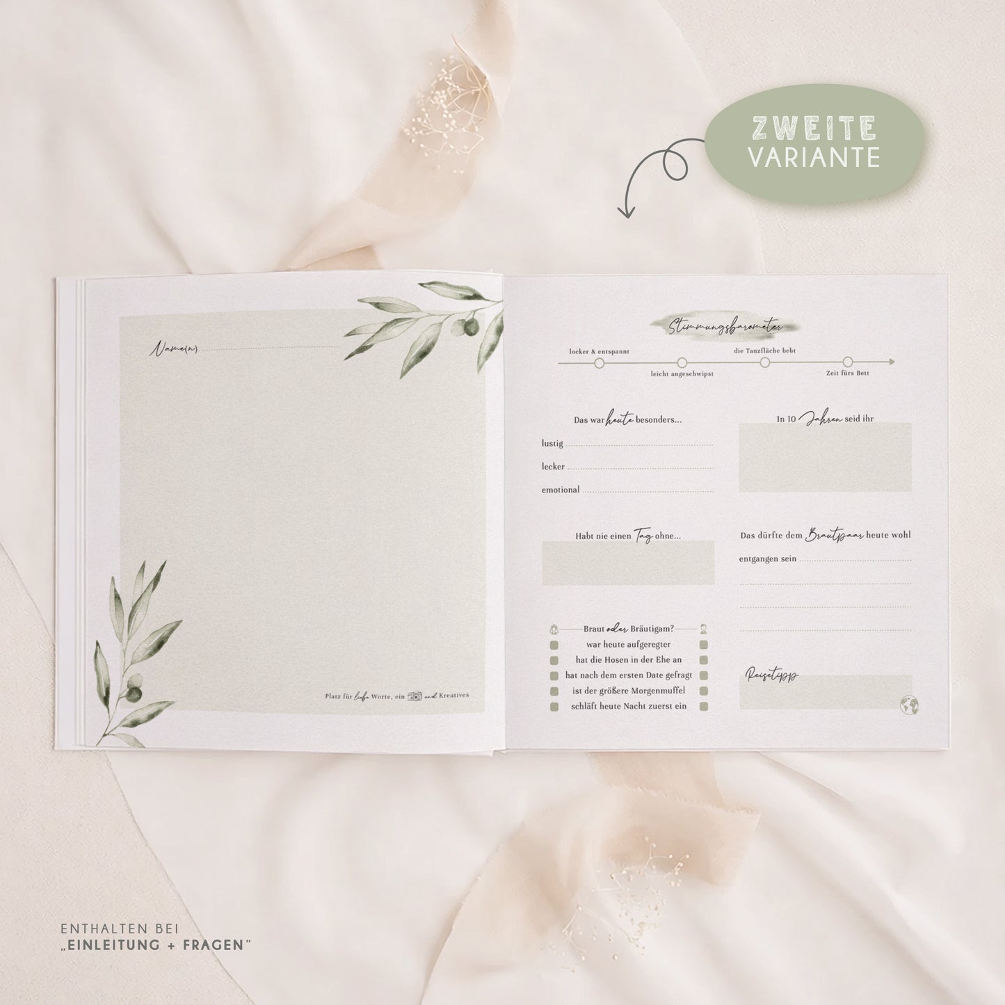 Personalisiertes Gästebuch Hochzeit – Mediterranes Oliven Design
