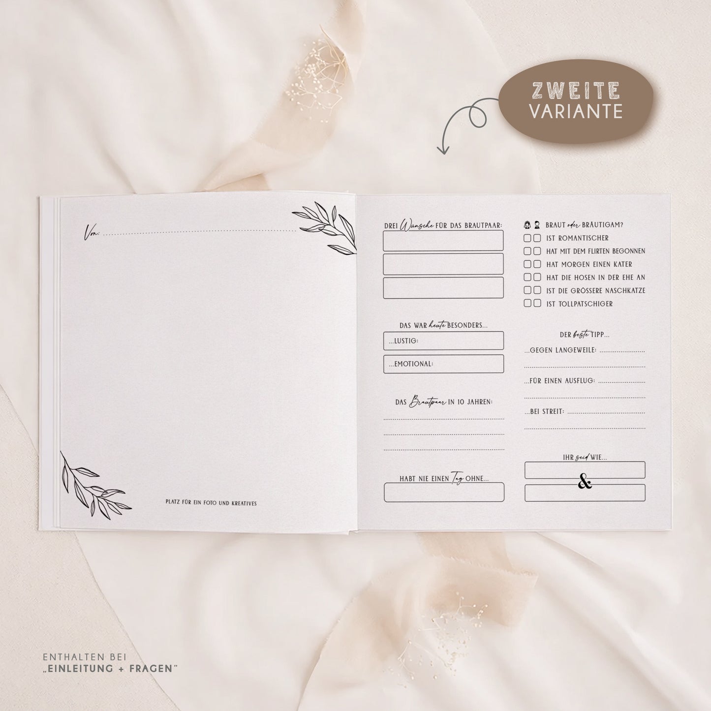 Personalisiertes Gästebuch Hochzeit – Simple White Eukalyptus