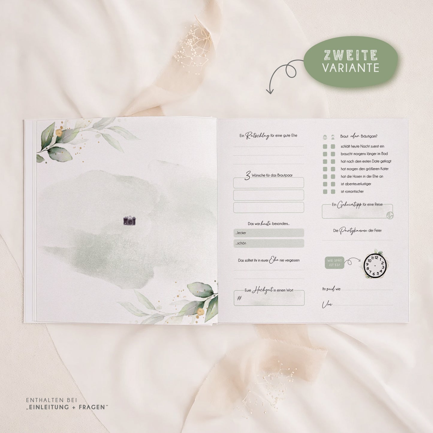 Personalisiertes Gästebuch Hochzeit – Eukalyptus Aquarell Design
