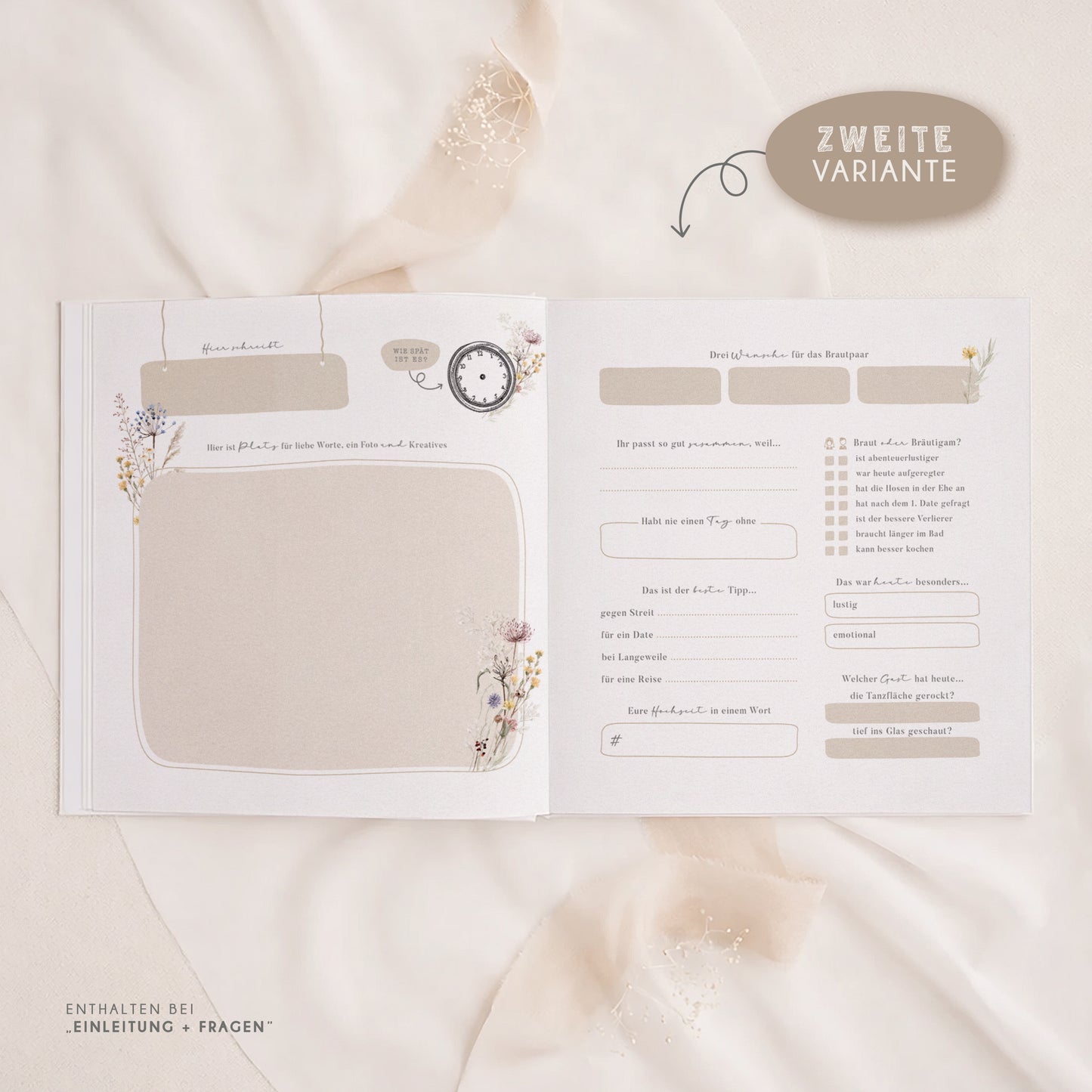 Personalisiertes Gästebuch Hochzeit – Boho Wildblumen Design