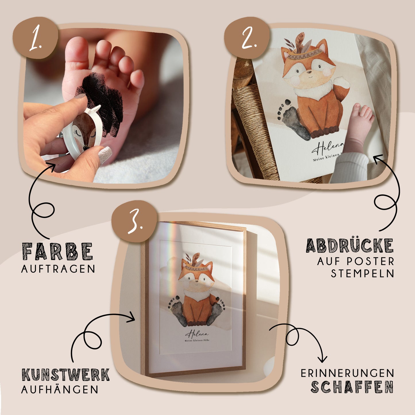 Fußabdruck Poster „Rotfuchs“ – personalisierbar