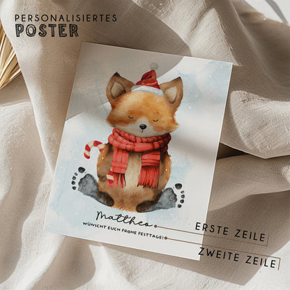 Fußabdruck Poster „Weihnachtsfuchs“ – personalisierbar