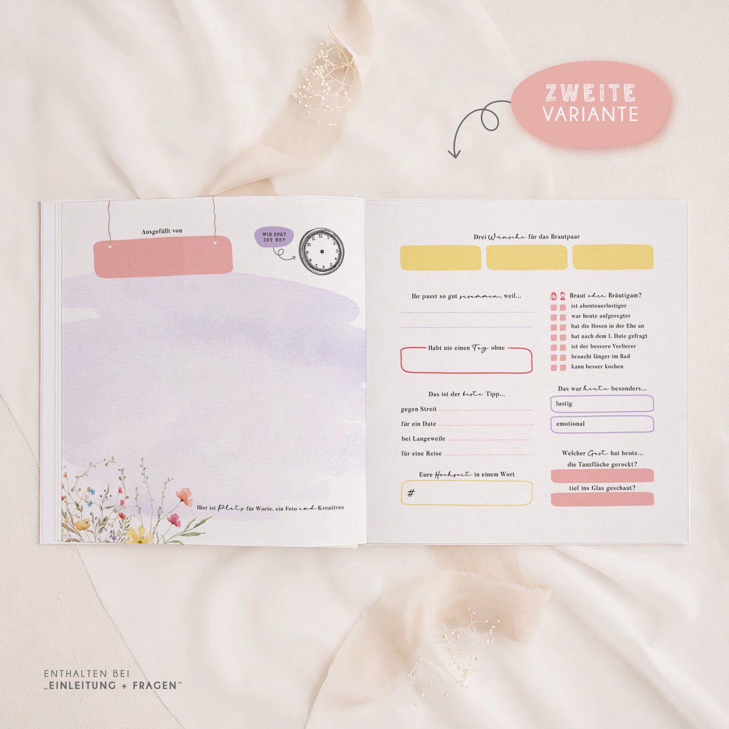 Personalisiertes Gästebuch Hochzeit – Bunte Wildblumen