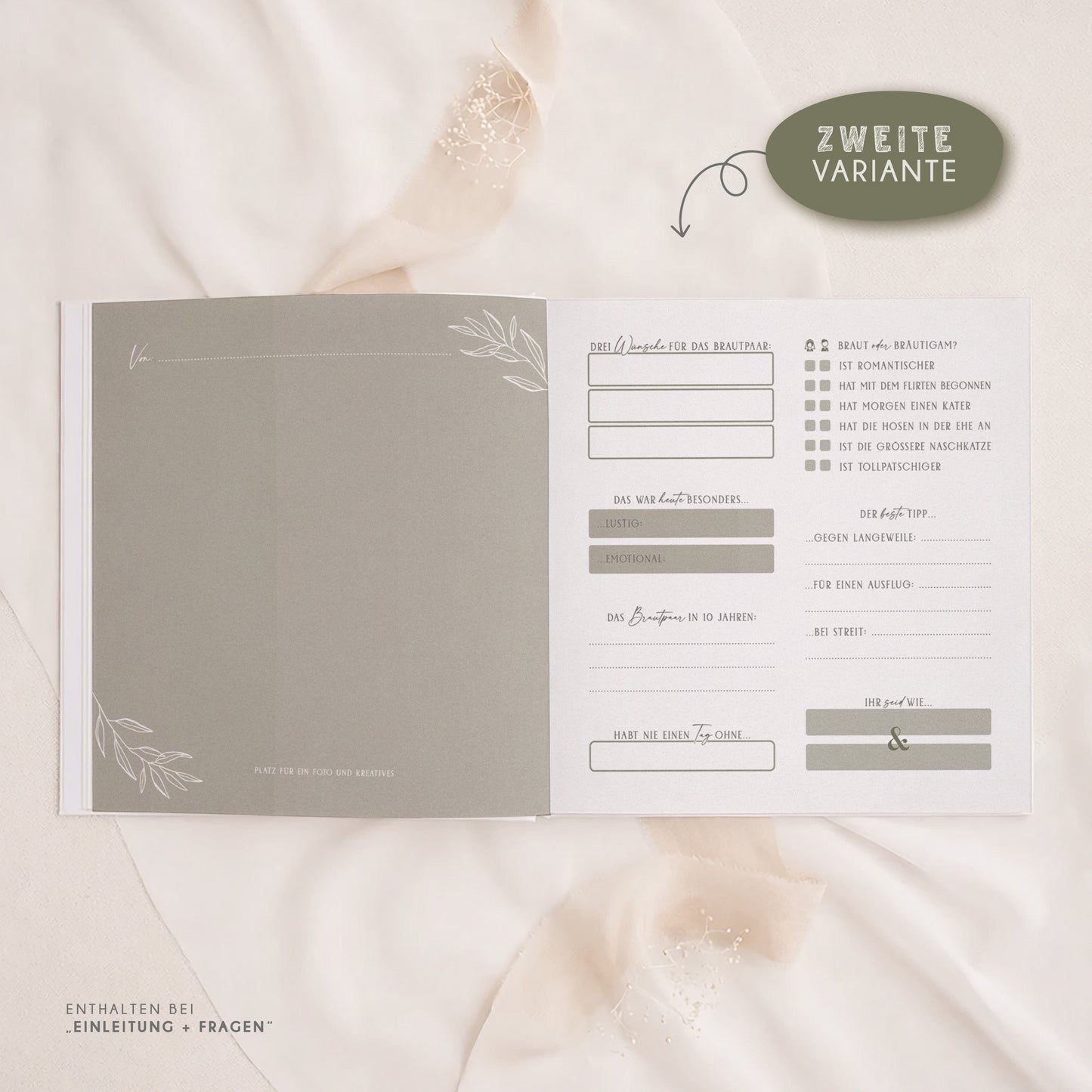 Personalisiertes Gästebuch Hochzeit – Sage Green Eukalyptus