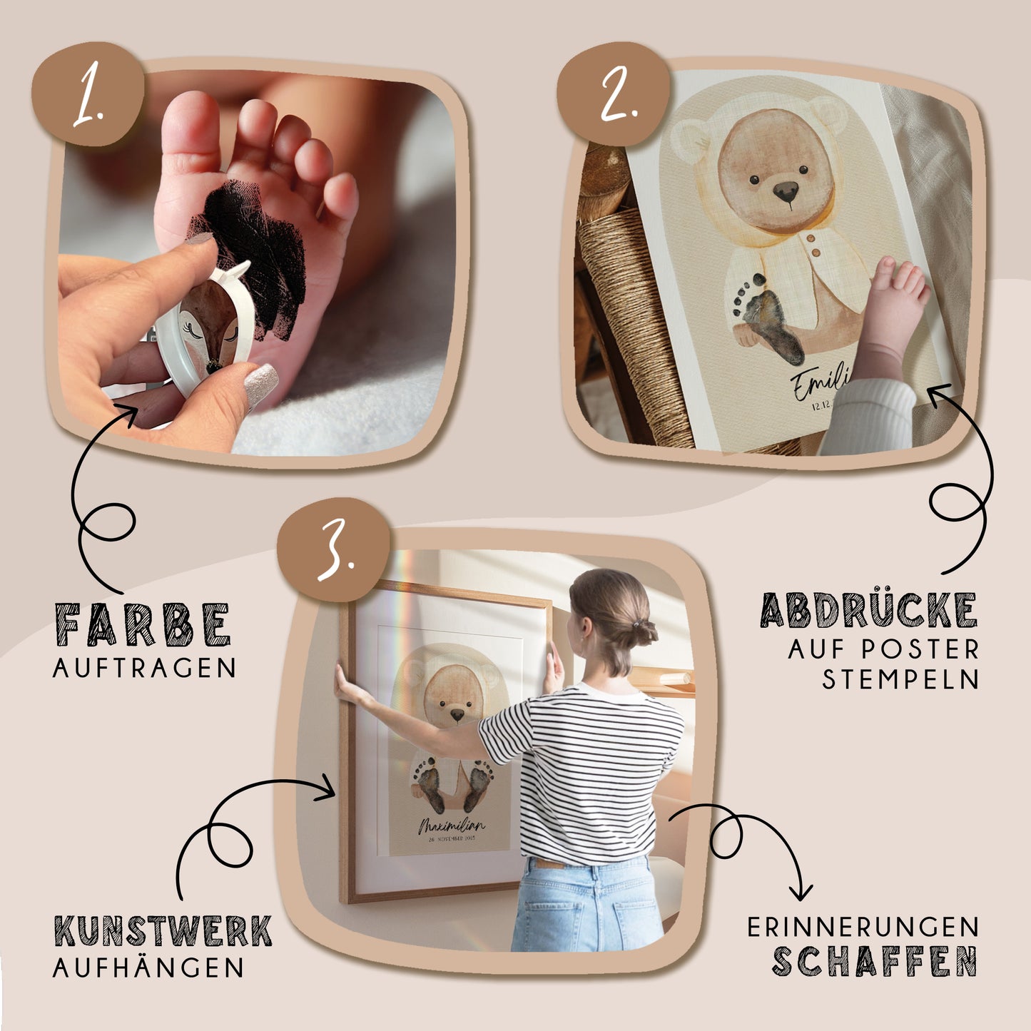 Fußabdruck Poster „Teddybär“ – personalisierbar