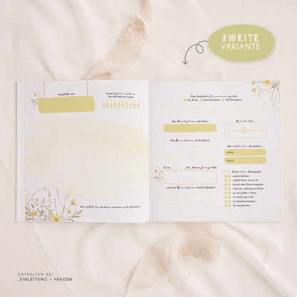 Personalisiertes Gästebuch Hochzeit – Gelbe Wildblumen