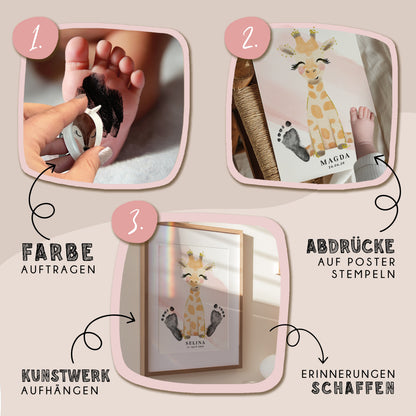 Fußabdruck Poster „Giraffe“ – personalisierbar