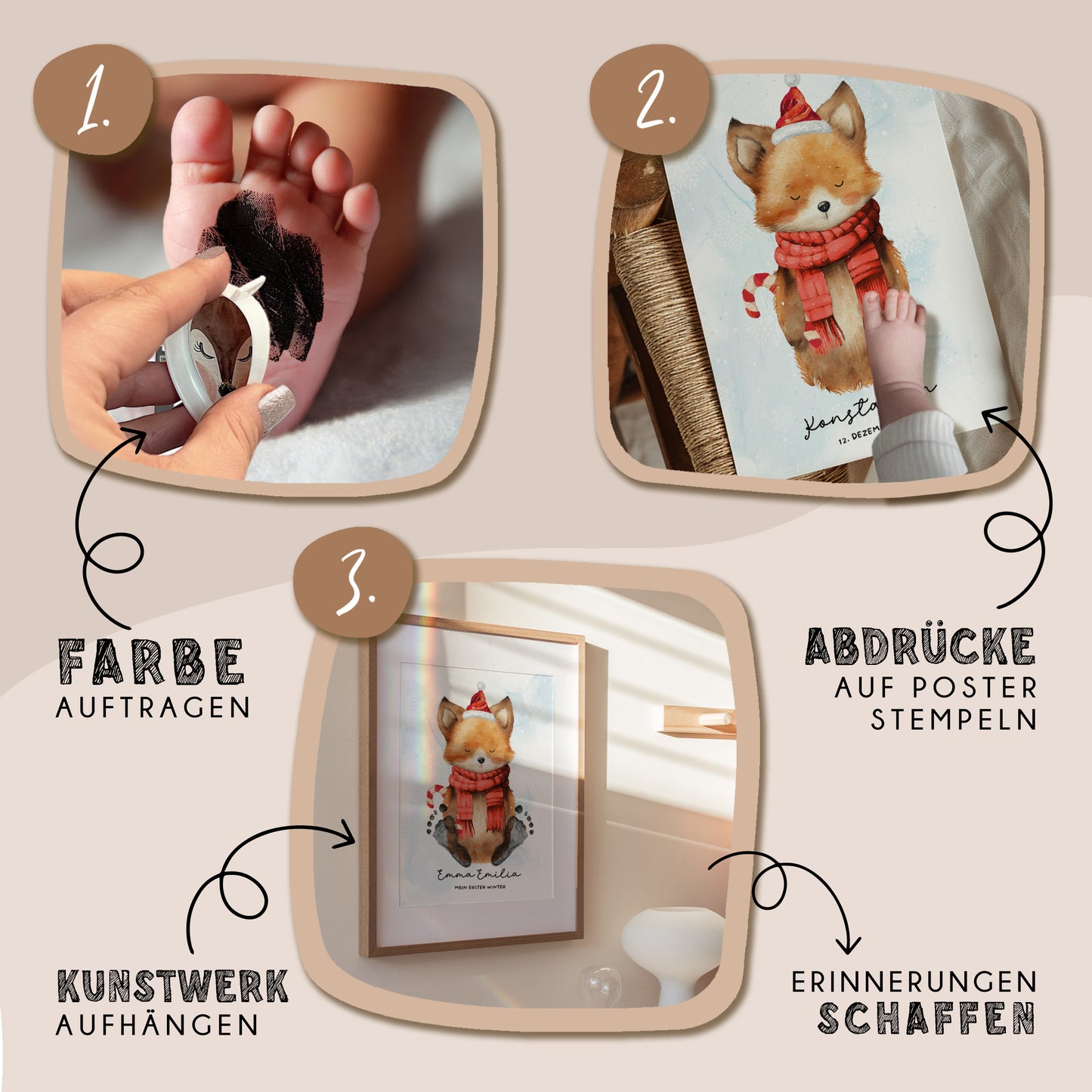 Fußabdruck Poster „Weihnachtsfuchs“ – personalisierbar