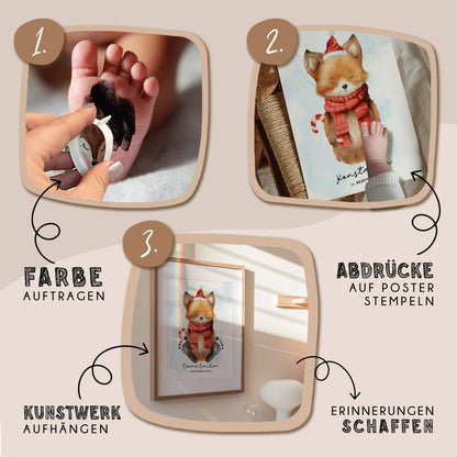 Fußabdruck Poster „Weihnachtsfuchs“ – personalisierbar