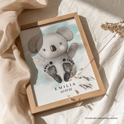Fußabdruck Poster „Koala“ – personalisierbar