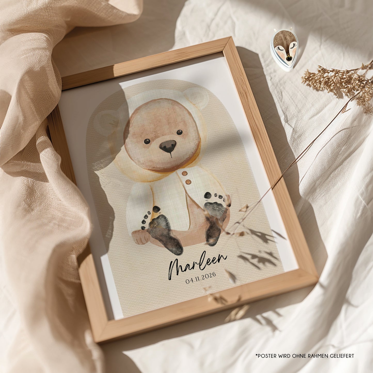 Fußabdruck Poster „Teddybär“ – personalisierbar