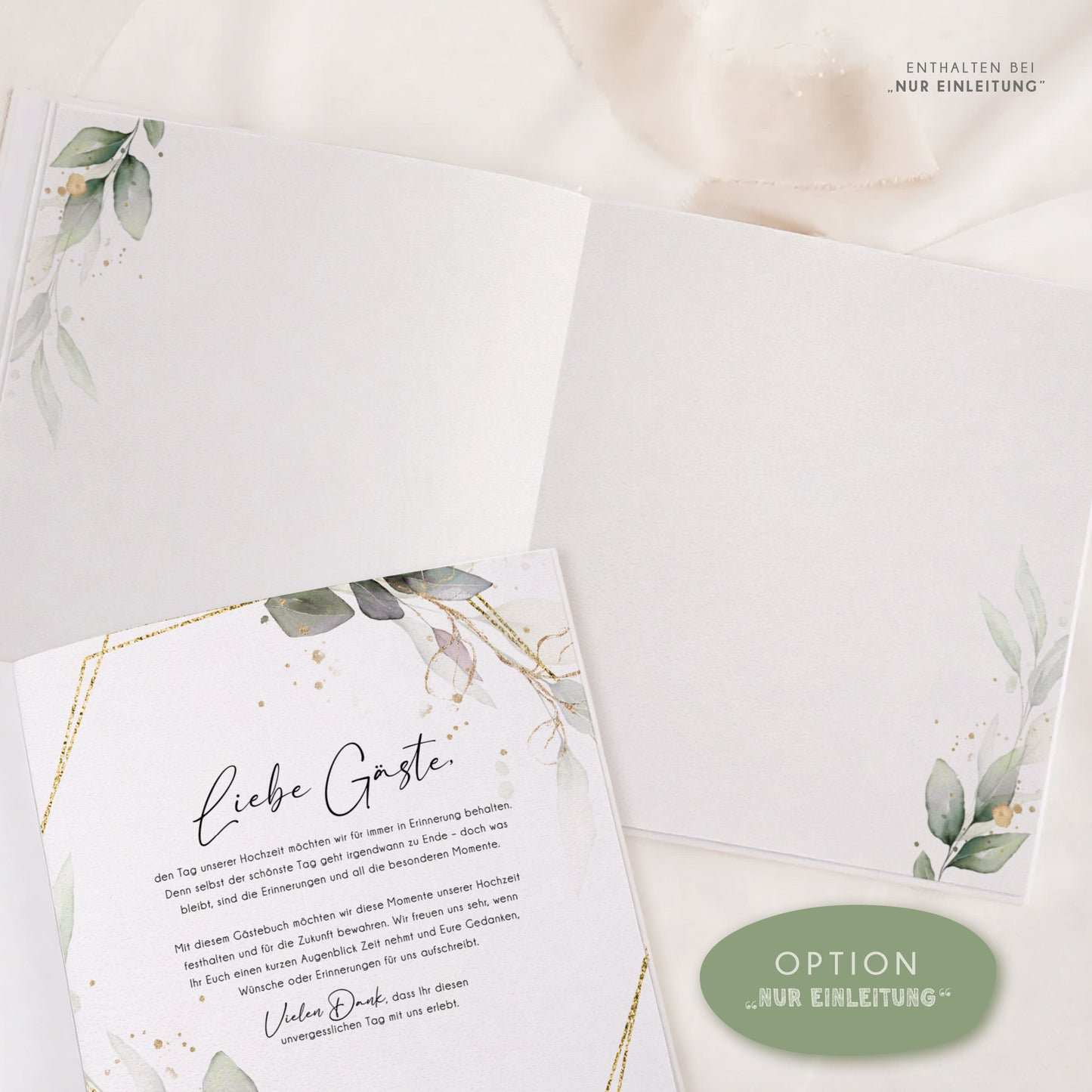 Personalisiertes Gästebuch Hochzeit – Eukalyptus Aquarell Design