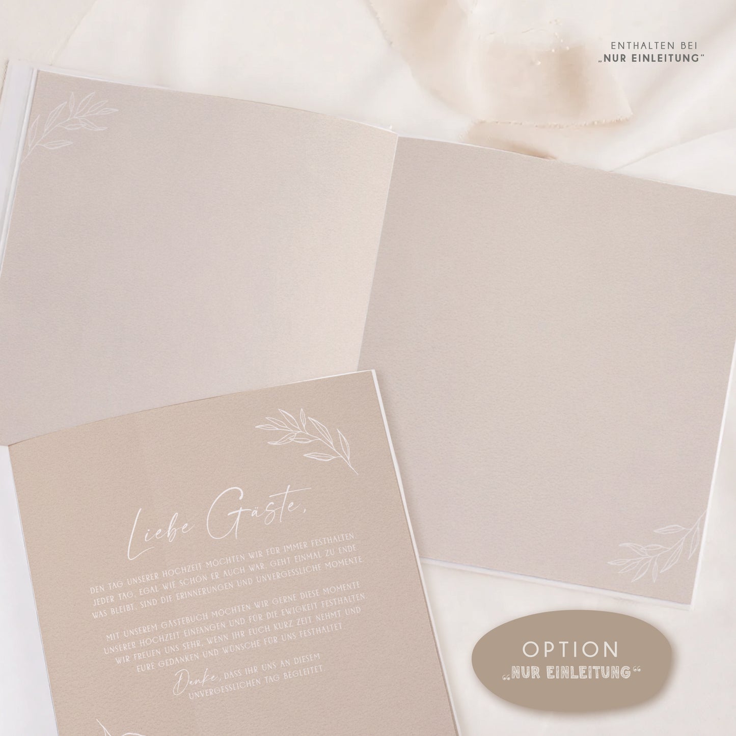 Personalisiertes Gästebuch Hochzeit – Soft Beige Eukalyptus