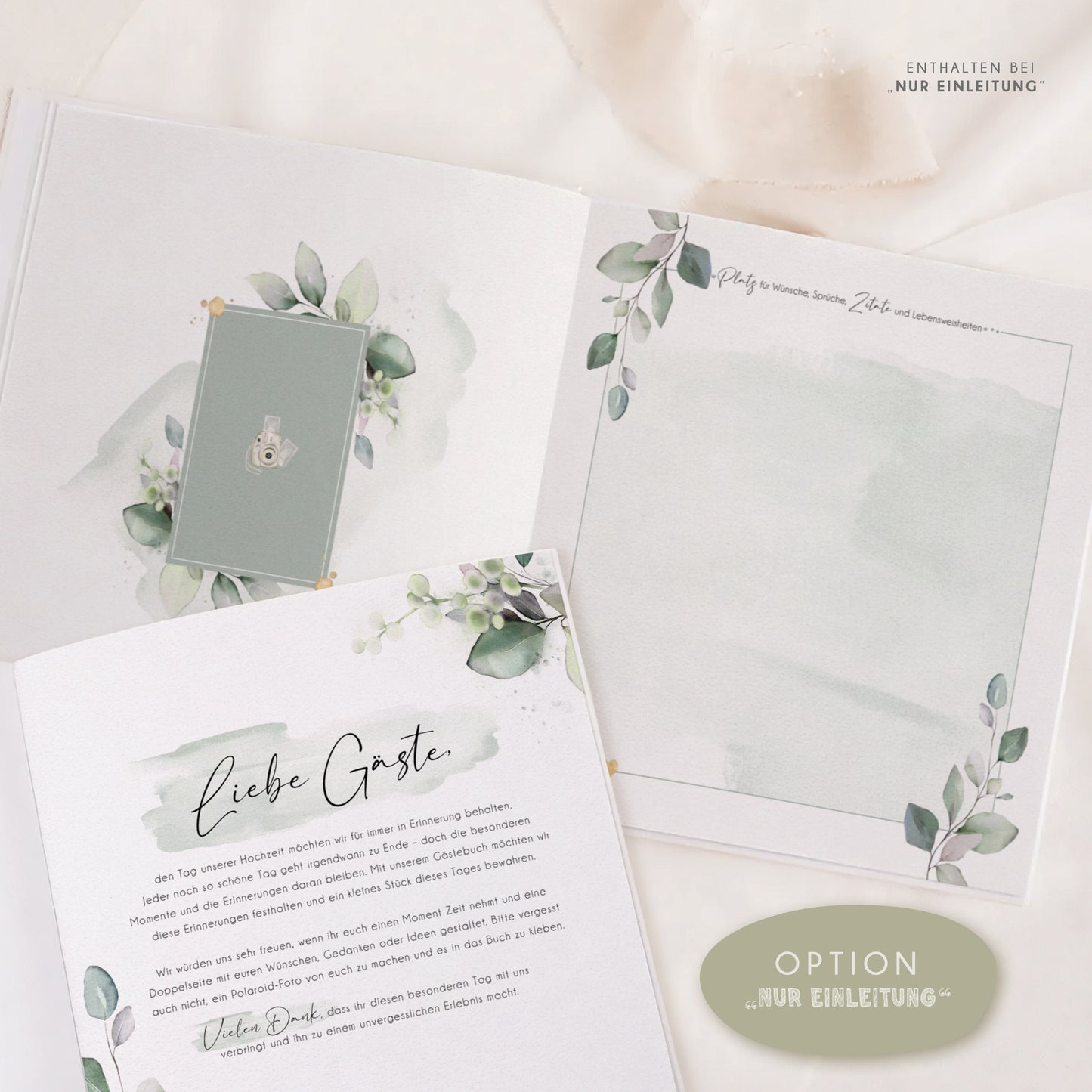 Personalisiertes Gästebuch Hochzeit – Eukalyptus Watercolor