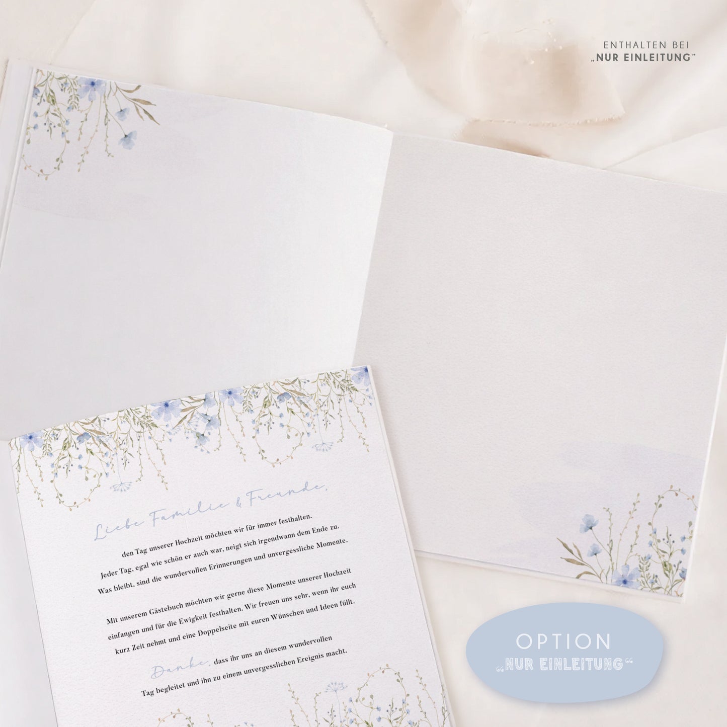 Personalisiertes Gästebuch Hochzeit – Blaue Wildblumen