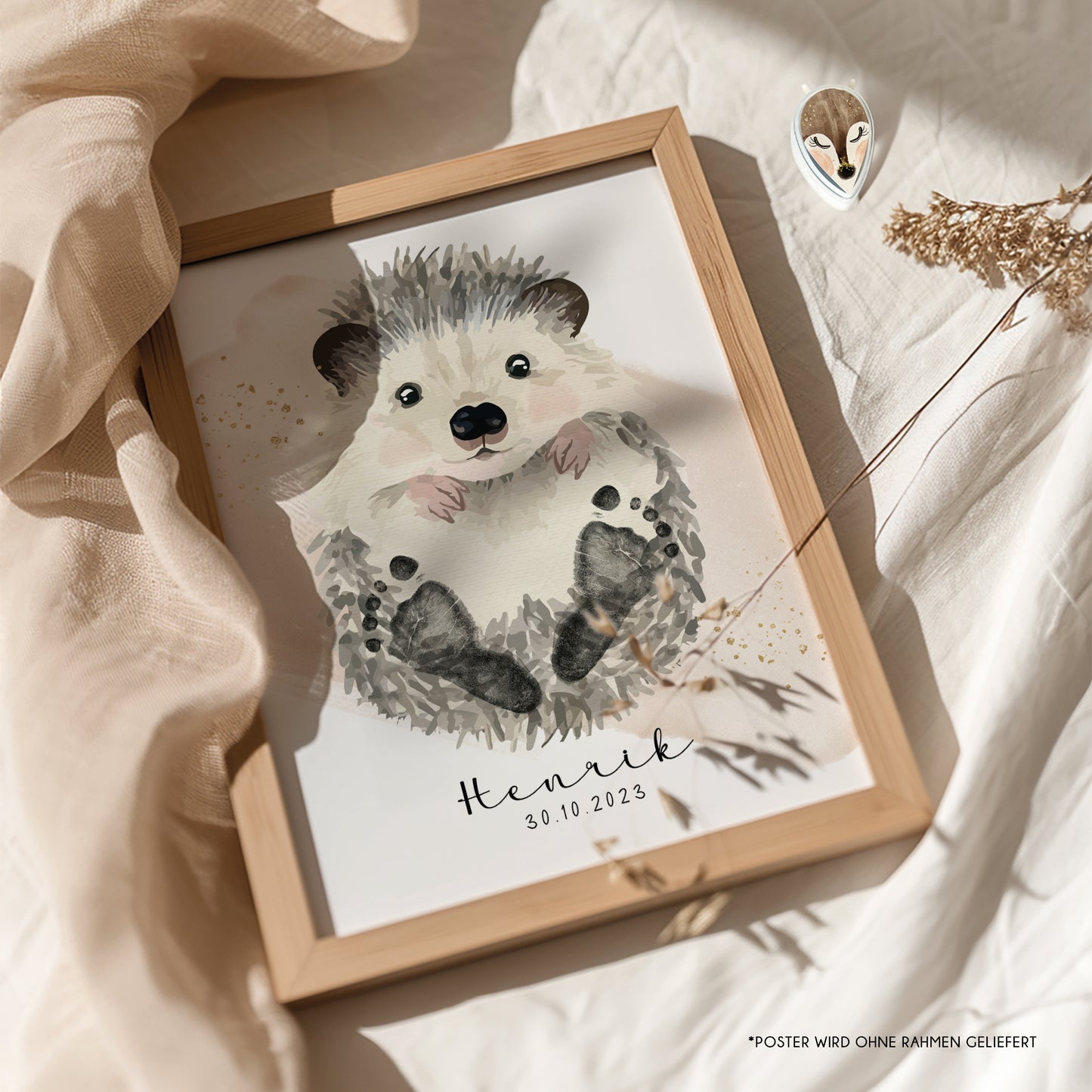 Fußabdruck Poster „Igel“ – personalisierbar