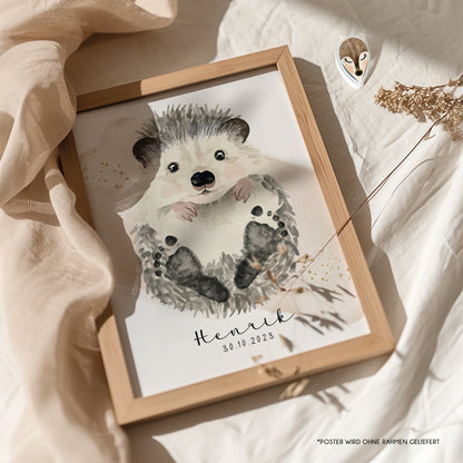 Fußabdruck Poster „Igel“ – personalisierbar