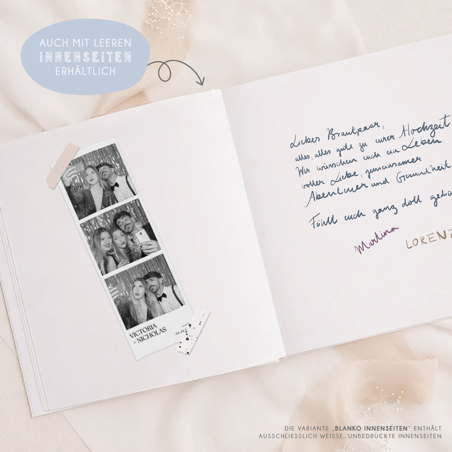 Personalisiertes Gästebuch Hochzeit – Blaue Wildblumen