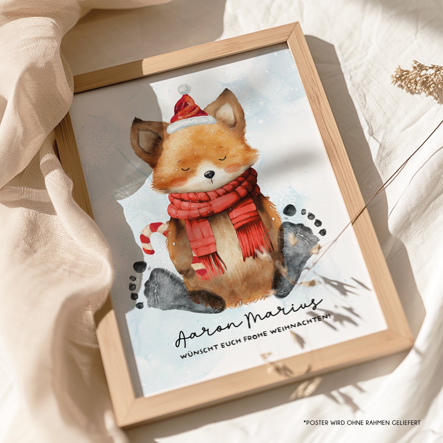 Fußabdruck Poster „Weihnachtsfuchs“ – personalisierbar