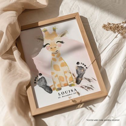 Fußabdruck Poster „Giraffe“ – personalisierbar