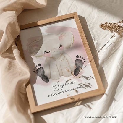 Fußabdruck Poster „Elefant“ – personalisierbar