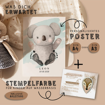 Fußabdruck Poster „Koala“ – personalisierbar