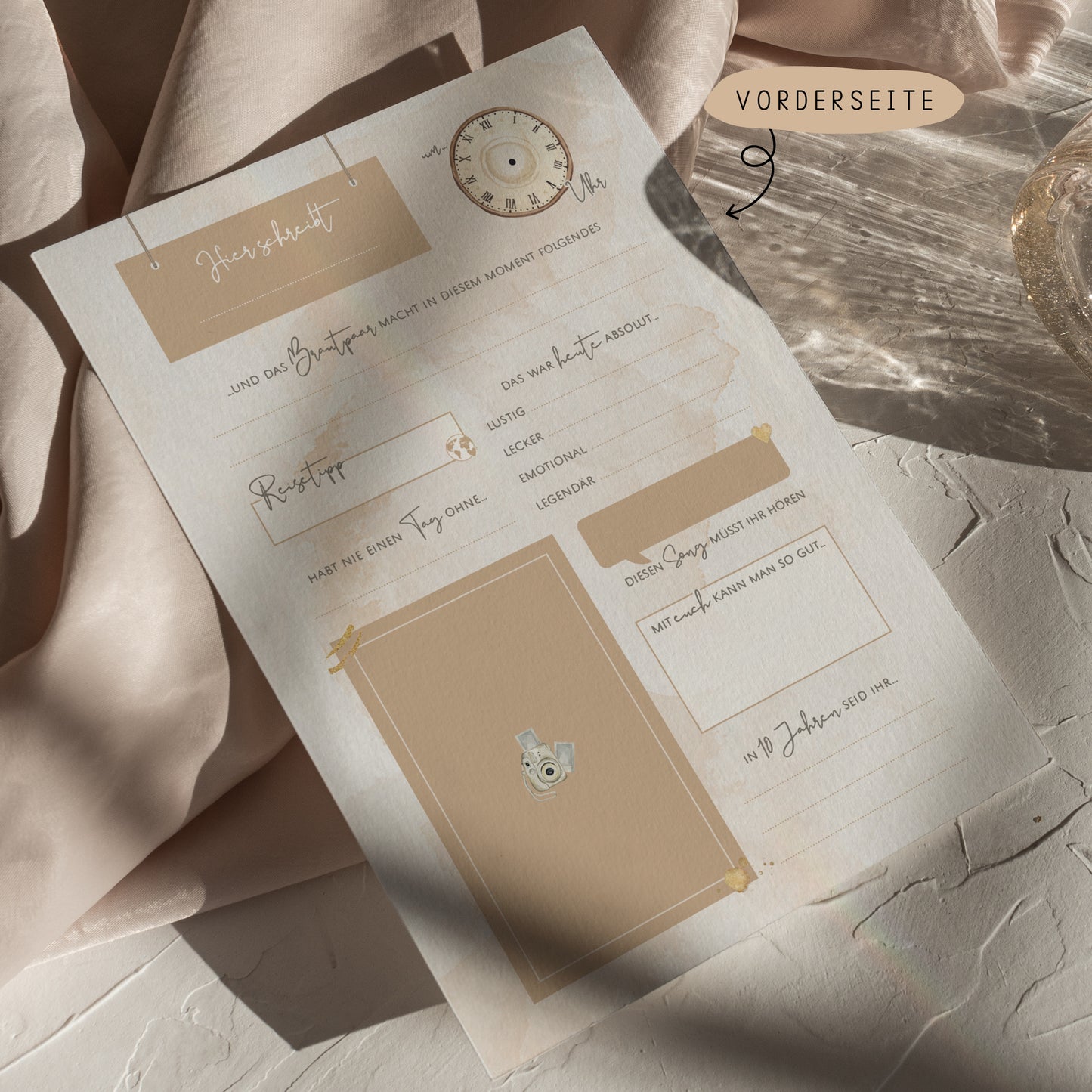 Gästebuchkarten „Beige aesthetic“ – Hochzeit | DIN A5
