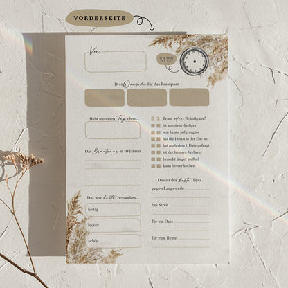 Gästebuchkarten „Boho Pampasgras“ – Hochzeit | DIN A5