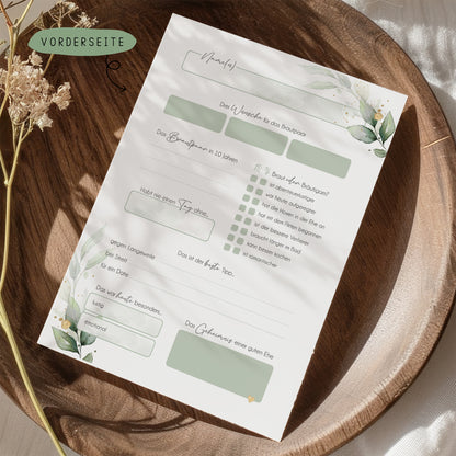 Gästebuchkarten „Greenery Eukalyptus“ – Hochzeit | DIN A5