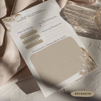 Gästebuchkarten „Boho Pampasgras“ – Hochzeit | DIN A5