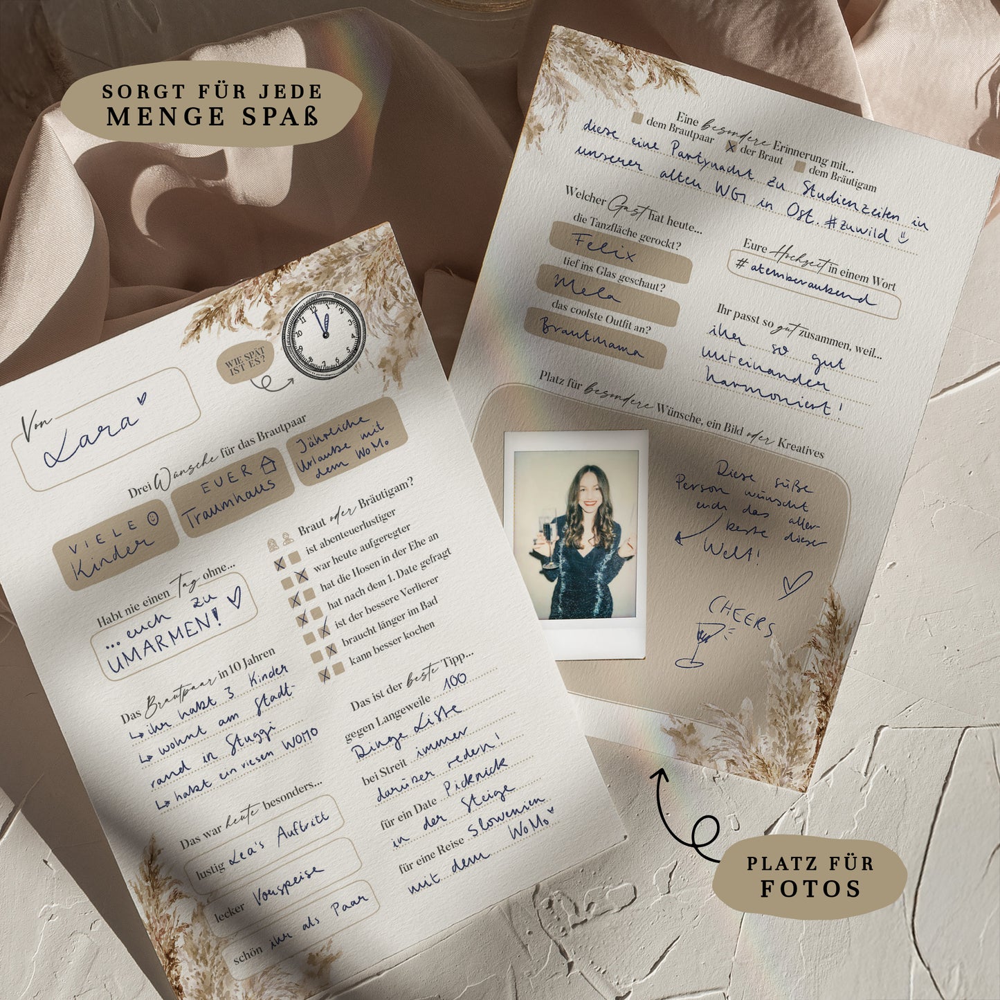 Gästebuchkarten „Boho Pampasgras“ – Hochzeit | DIN A5