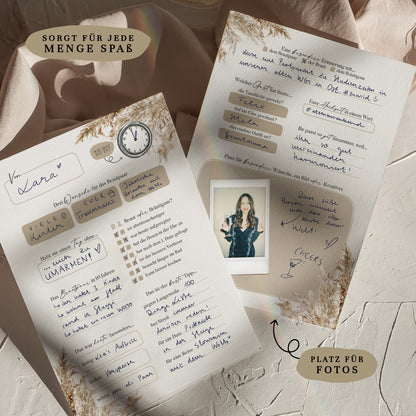 Gästebuchkarten „Boho Pampasgras“ – Hochzeit | DIN A5