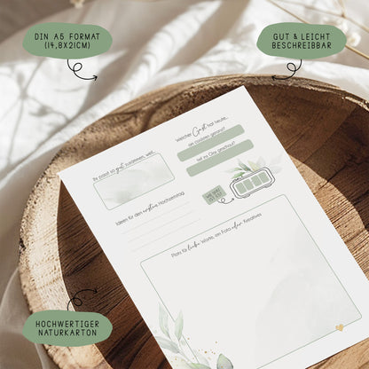 Gästebuchkarten „Greenery Eukalyptus“ – Hochzeit | DIN A5
