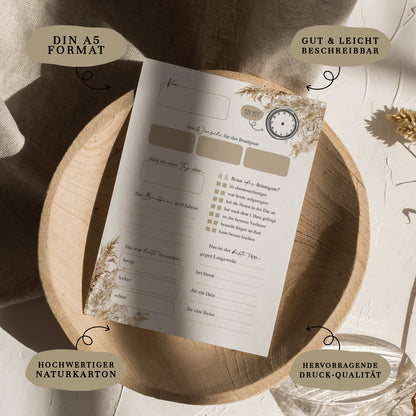 Gästebuchkarten „Boho Pampasgras“ – Hochzeit | DIN A5