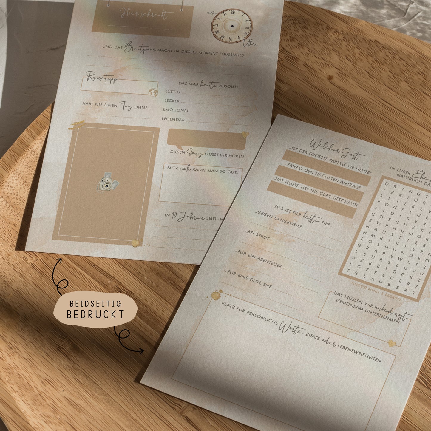 Gästebuchkarten „Beige aesthetic“ – Hochzeit | DIN A5