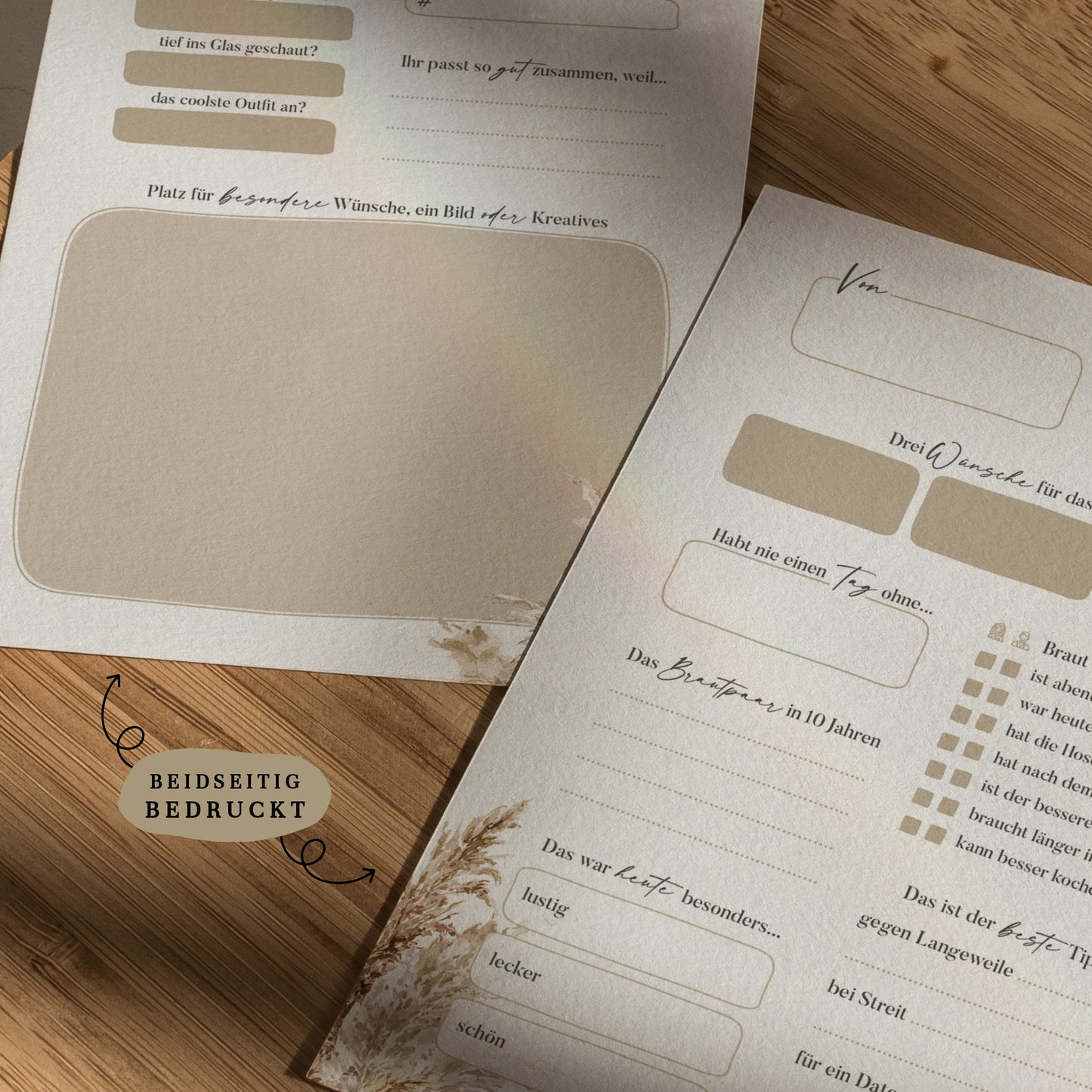 Gästebuchkarten „Boho Pampasgras“ – Hochzeit | DIN A5