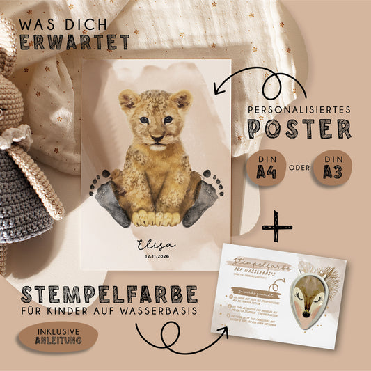 Fußabdruck Poster „Löwe“ – personalisierbar