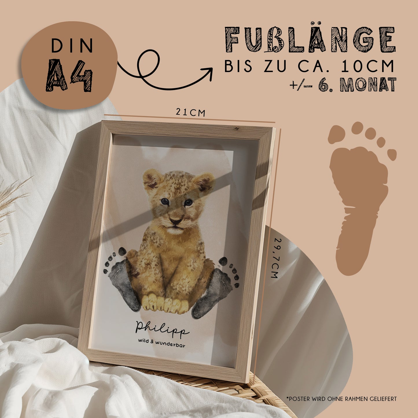 Fußabdruck Poster „Löwe“ – personalisierbar