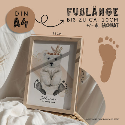 Fußabdruck Poster „Eisbär“ – personalisierbar