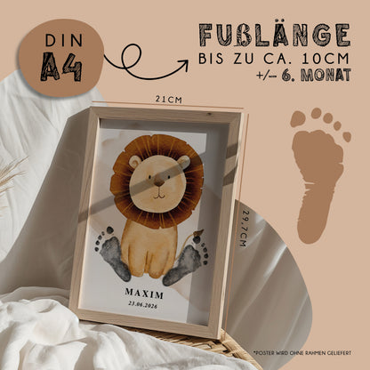 Fußabdruck Poster „Boho Löwe“ – personalisierbar