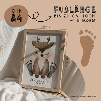 Fußabdruck Poster „Rentier“ – personalisierbar