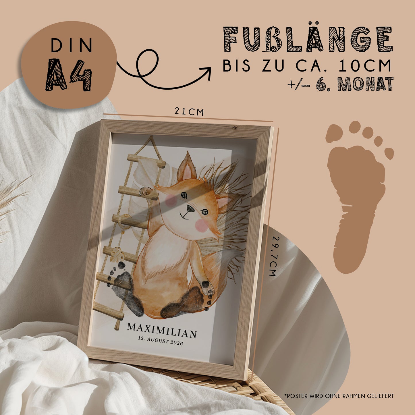Fußabdruck Poster „Fuchs“ – personalisierbar