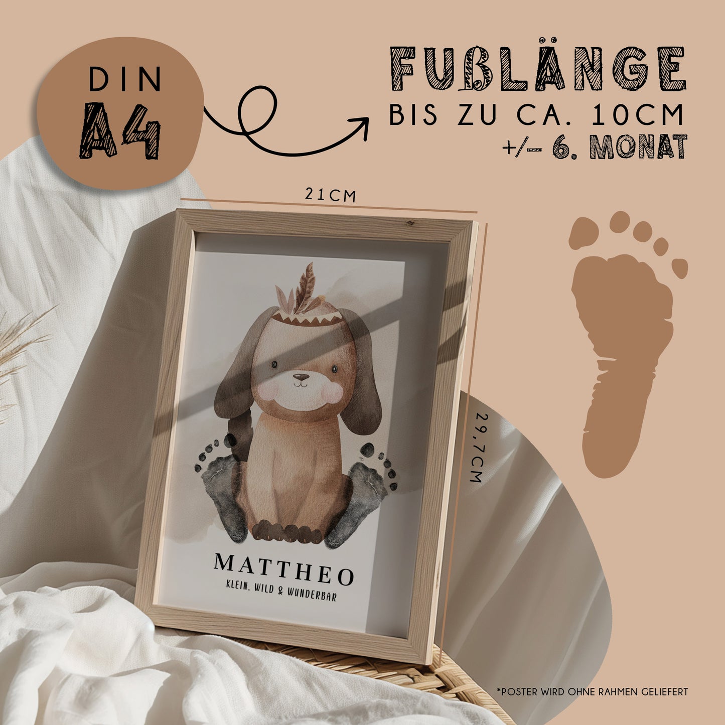 Fußabdruck Poster „Hund“ – personalisierbar