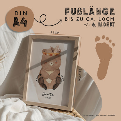 Fußabdruck Poster „Bär“ – personalisierbar