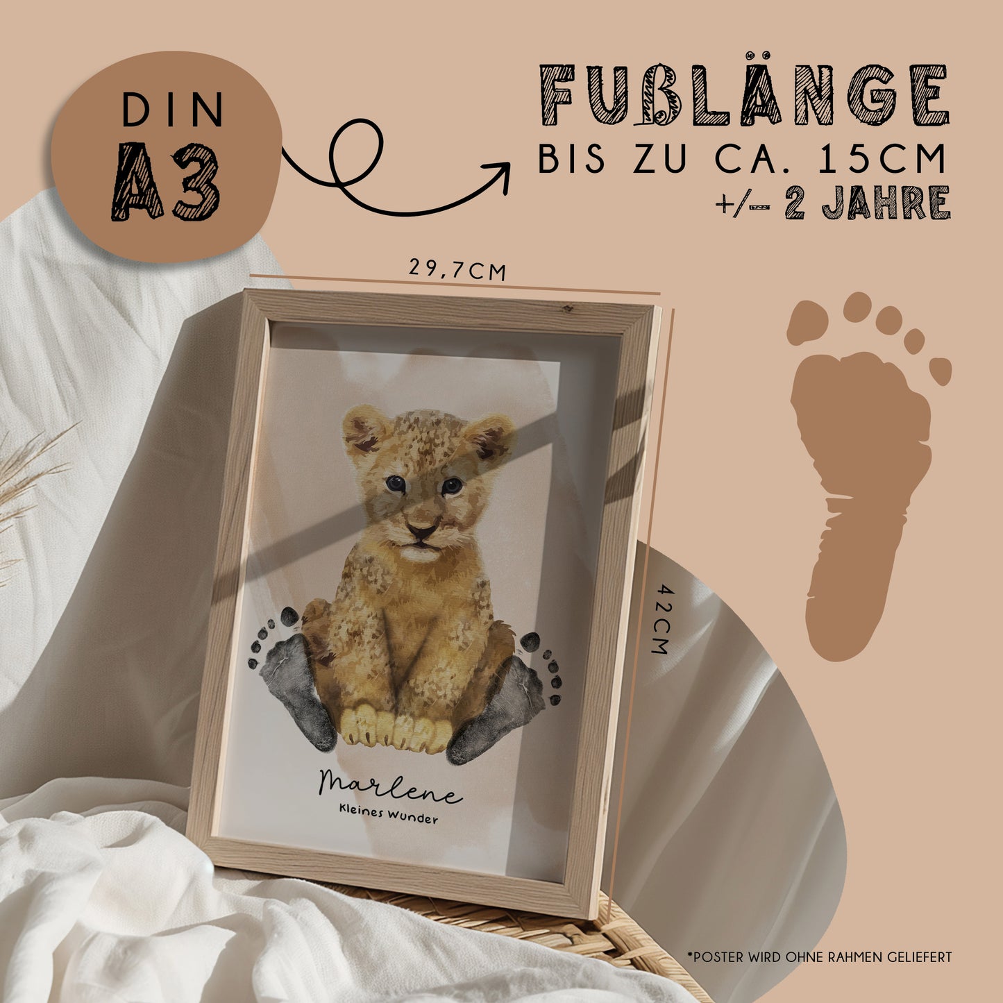 Fußabdruck Poster „Löwe“ – personalisierbar