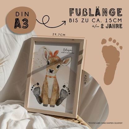 Fußabdruck Poster „Reh“ – personalisierbar